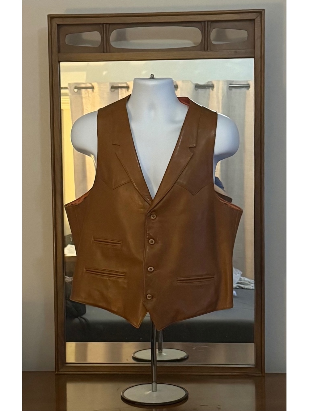 Vintage Red River Neiman Marcus Leather Western Vest L